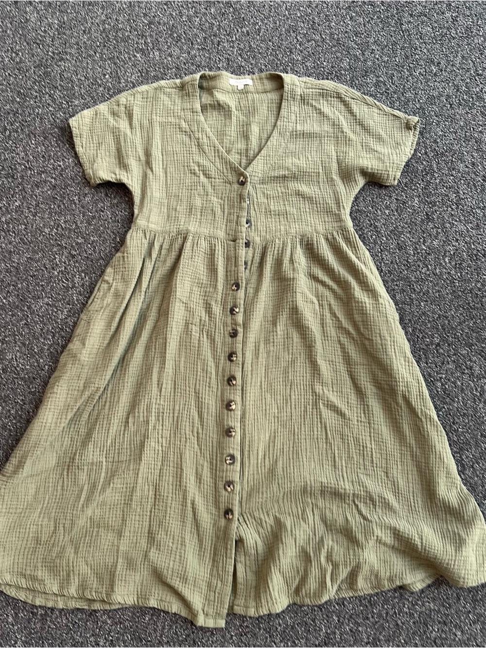 Madewell Olive Nima Midi Cotton Dress